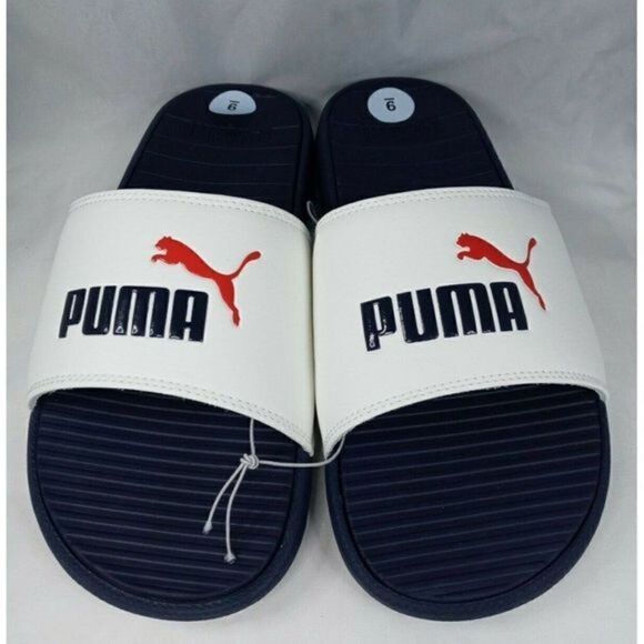 Puma Cool Cat Men\'s Slides Size‎ US 9 White-High Risk Red-Peacoat 371023 15 New main image 11